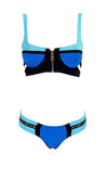 Beach Bunny Swimwear Endless Summer Color Block Push Up Bikini Set in Blue Aqua