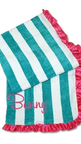 Beach Bunny Swimwear Tropical Affair Stripe Beach Towel Pink Satin Ruffle ShopAA