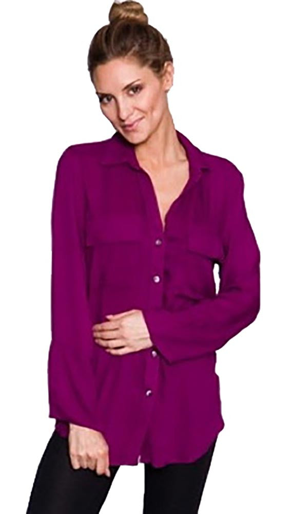 Bella Dahl Patch Pocket Button Down Cobalt Blue