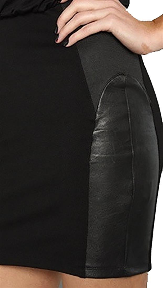 Blaque Label Leather Panel Patch Skirt Tank Dress