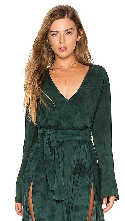 Blue Life Hayley Blouse Top in Emerald Coast Tie Dye Green