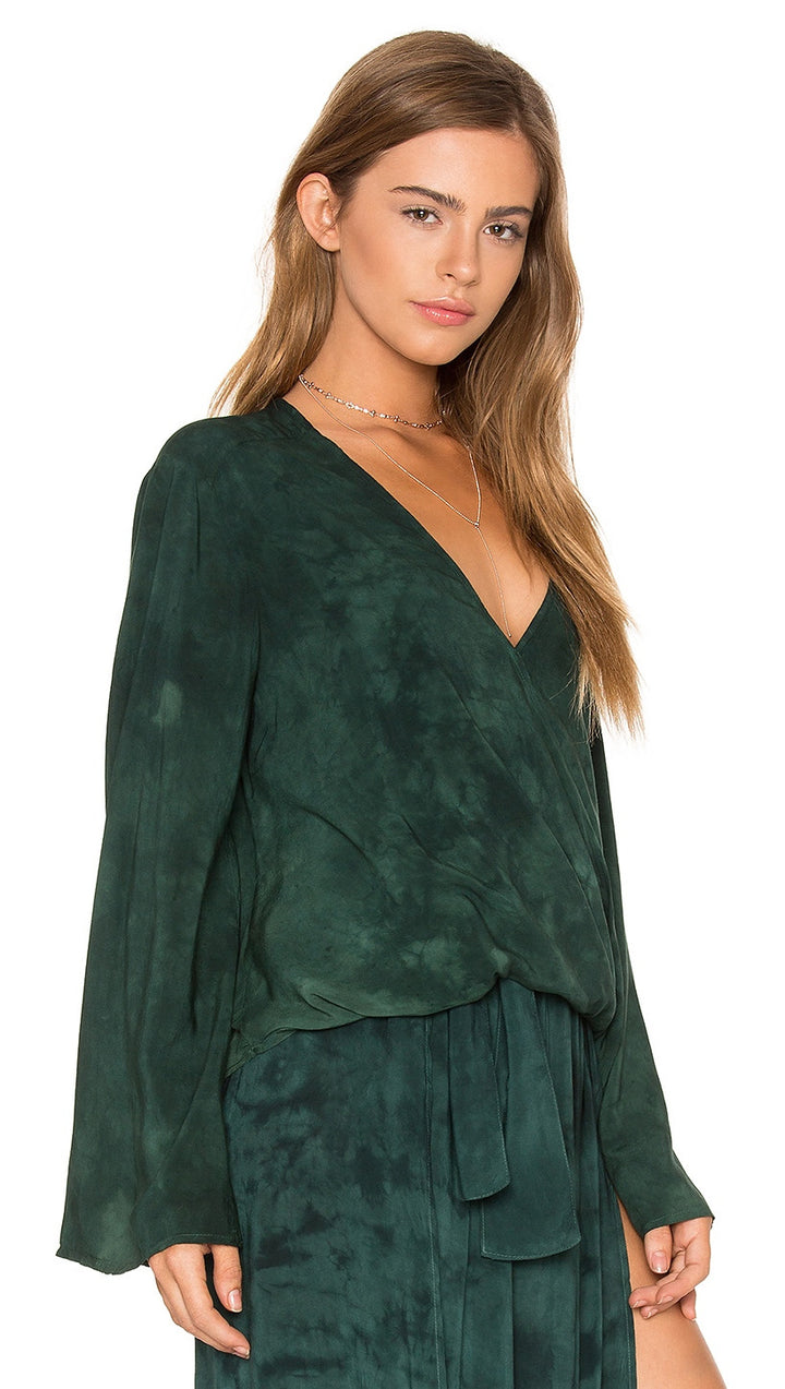 Blue Life Hayley Blouse Top in Emerald Coast Tie Dye Green Side