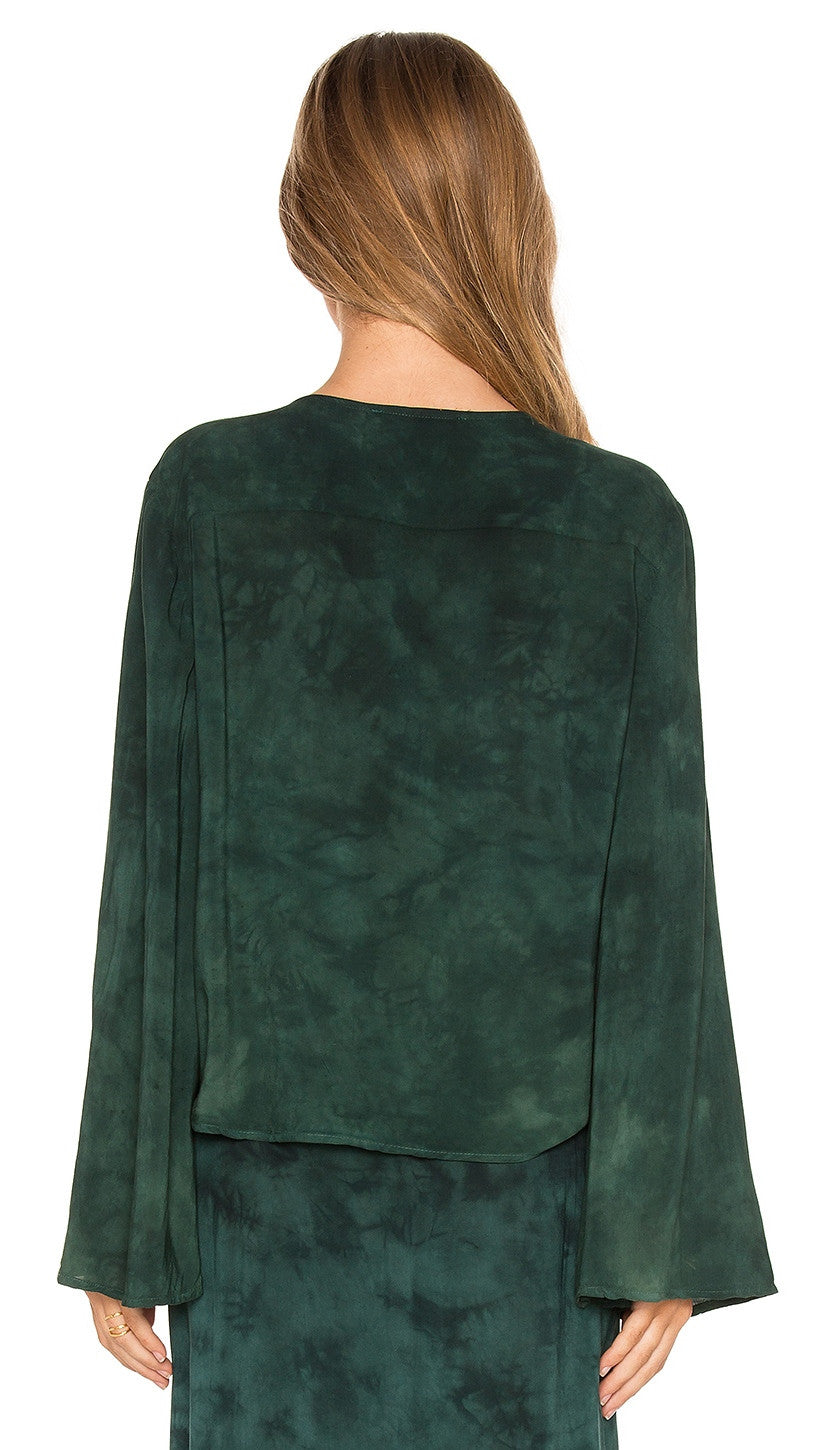 Blue Life Hayley Blouse Top in Emerald Coast Tie Dye Green Back