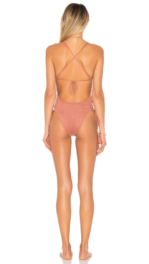 Soleil One Piece Monokini by Blue Life Swim in Sunset Crochet Lace Up