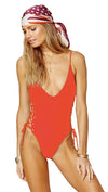 Blue Life Roped Up One Piece Swim Monokini in Fireworks Red l ShopAA