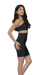 Boulee Ciara Cut Out Long Sleeve Scuba Dress in Black