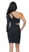 Boulee Ciara Cut Out Long Sleeve Scuba Dress in Black