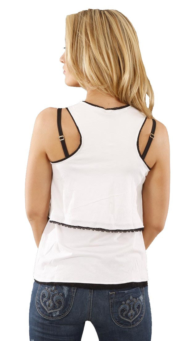 Boy Meets Girl Layer Up Ruffled Cotton Tank in Natural 