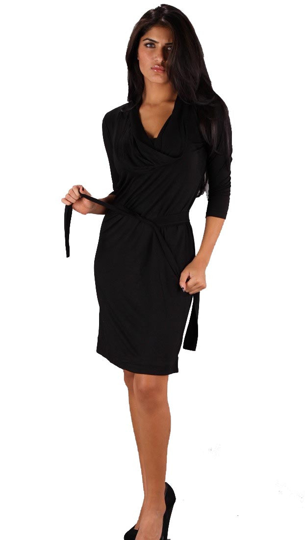 Bread and Butter Cowl Neck Dress w/ Belt