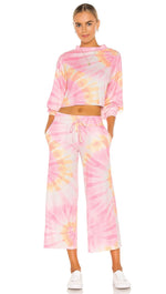 Beach Riot Ava Cropped Sweatshirt Sunrise Tie Dye Pink Orange I ShopAA