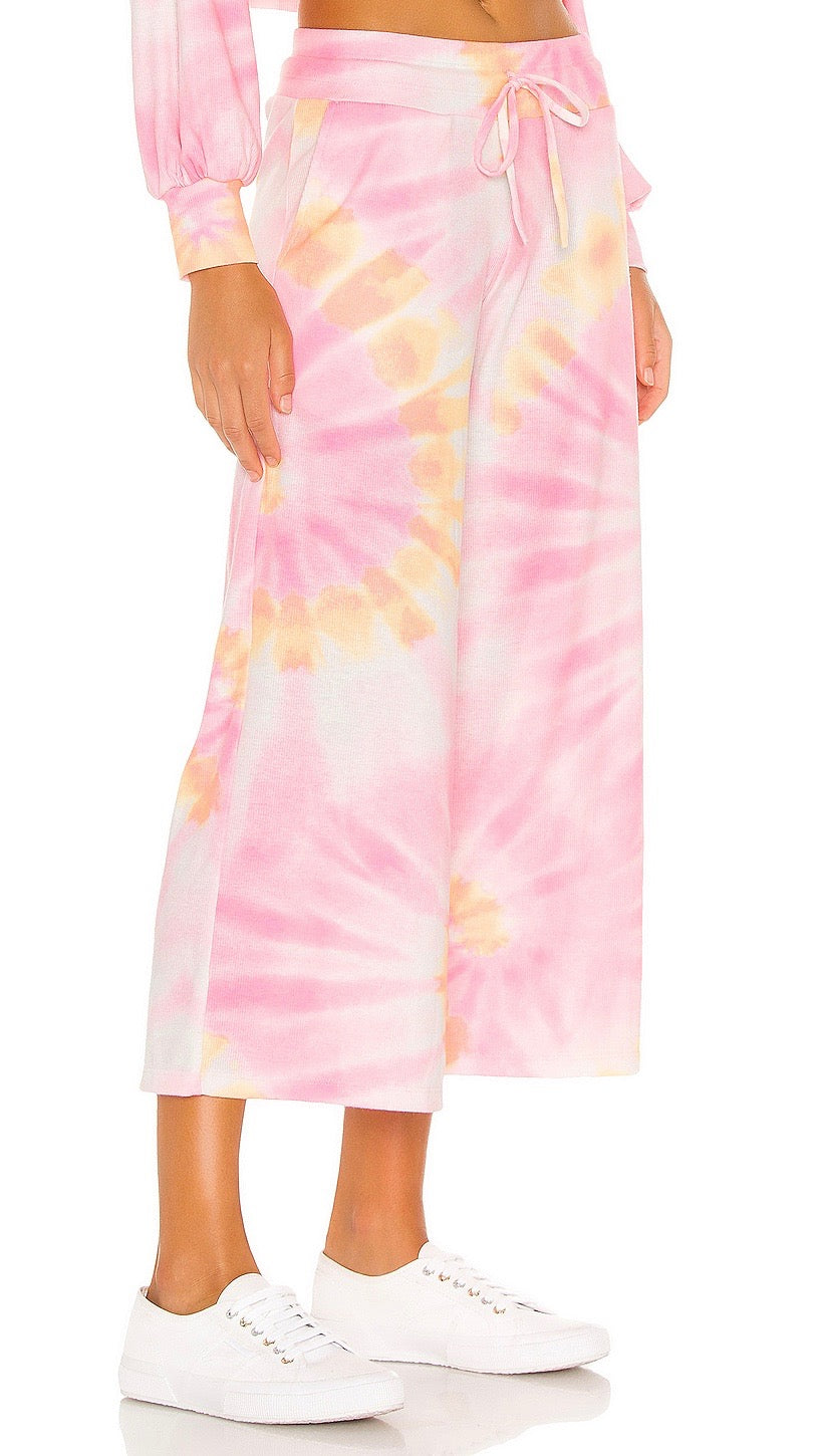 Beach Riot Hailey Cropped Lounge Pants Sunrise Sunset Tie Dye | ShopAA