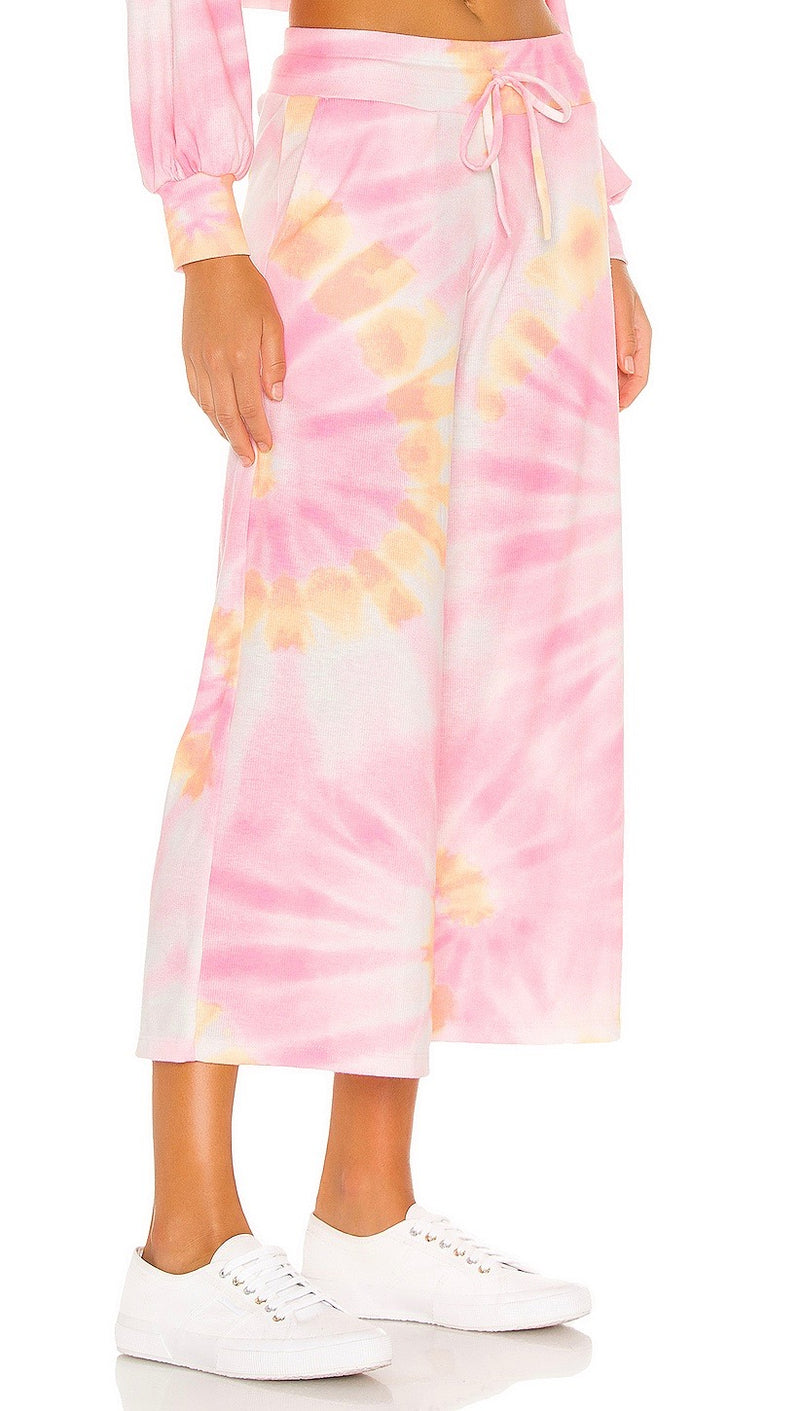 Beach Riot Hailey Cropped Lounge Pants Sunrise Sunset Tie Dye | ShopAA