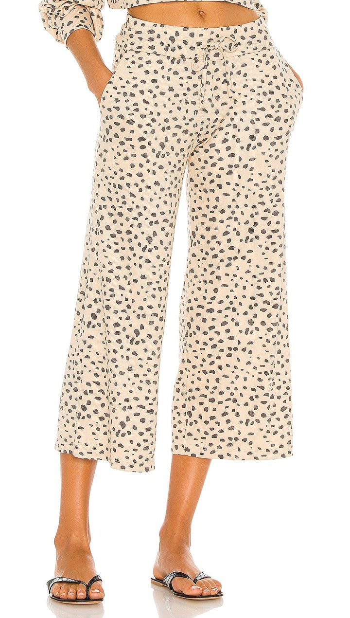 Beach Riot Hailey Pants Taupe Spot Cheetah Cropped Lounge Drawstring | ShopAA