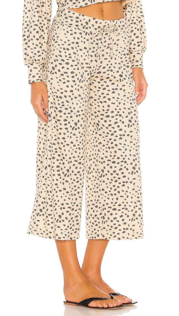 Beach Riot Hailey Pants Taupe Spot Cheetah Cropped Lounge Wide Leg | ShopAA