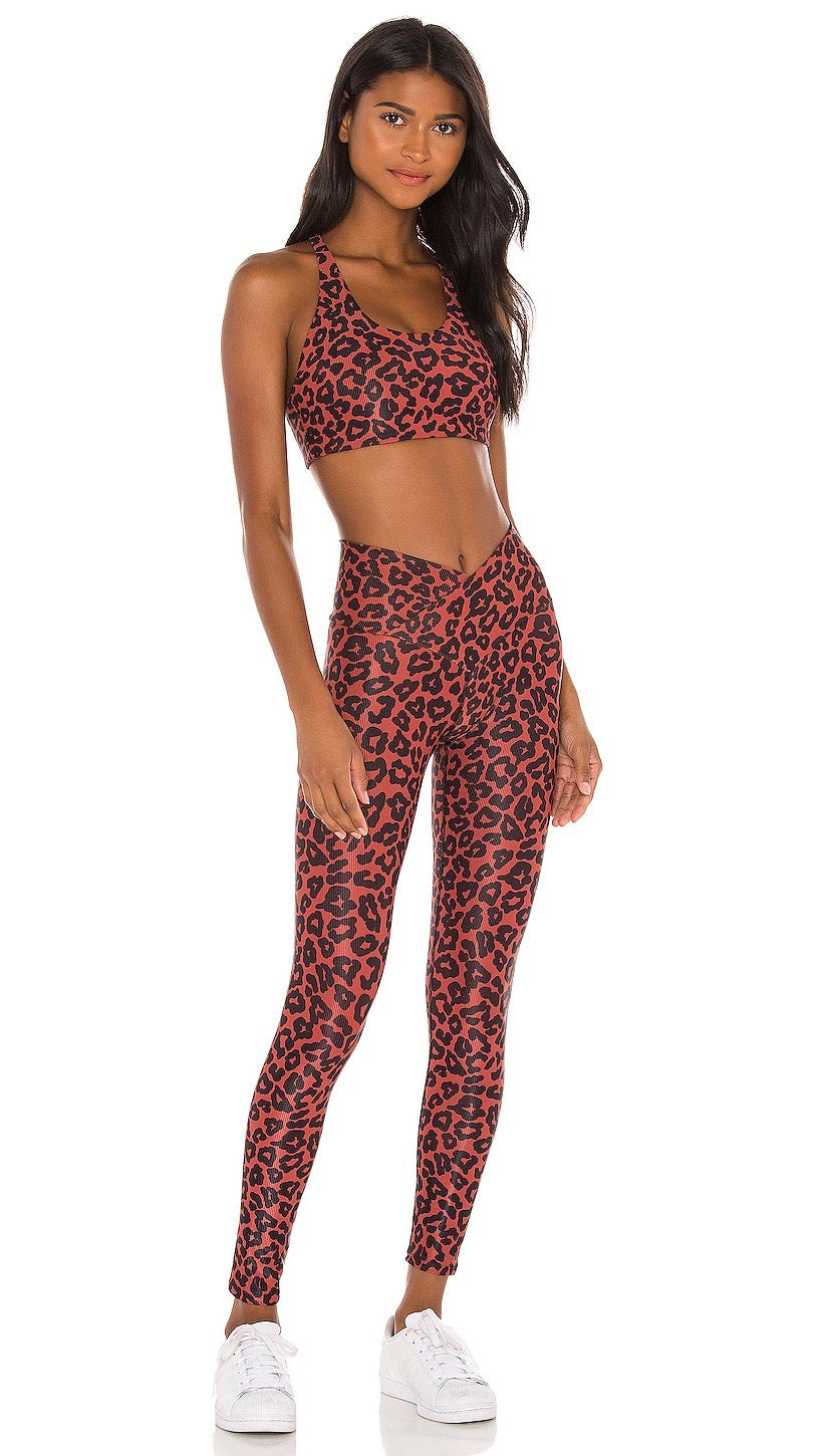 Beach Riot Cara Legging Warm Pinecone Wine Red Leopard Active Pants | ShopAA
