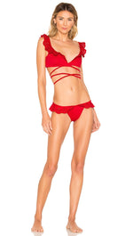 Beach Riot Chloe Bikini Bottom Red Ruffle Lace Swim I ShopAA