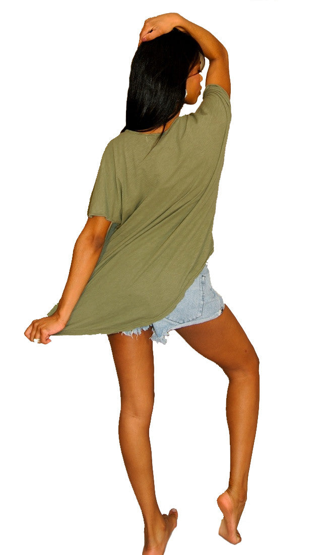 Brokedown I want Candy Asymmetrical Top in Olive