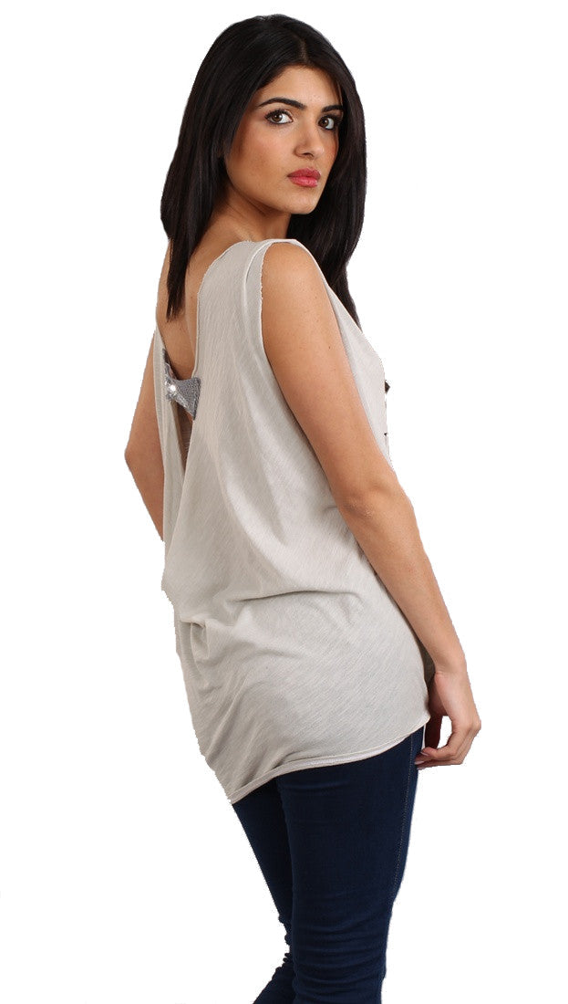 Brokedown No. 7 Sequin Back Swing Tank in Silver