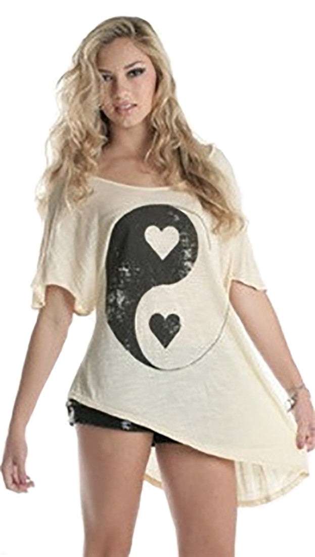 Brokedown Yin Yang Heart Asymmetrical Top in Sand