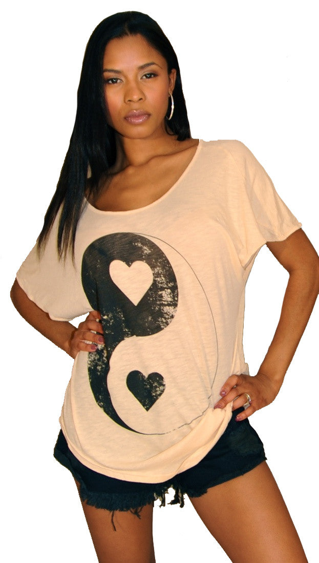 Brokedown Yin Yang Heart Asymmetrical Top in Sand