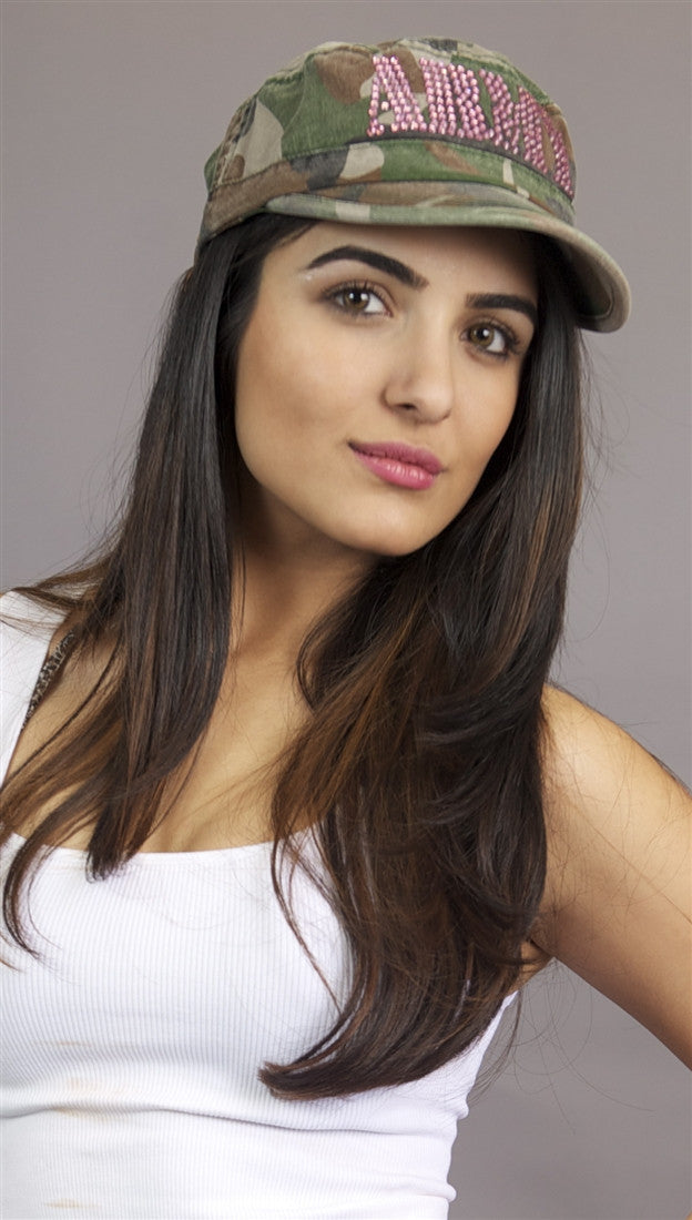 Brokedown Army Fatigue Cadet Hat w/ Army in Rhinestone