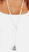Buddha Rosary Bead Necklace in White