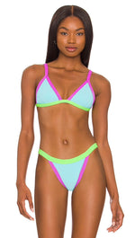 Beach Riot Mika Bikini Swim Top Cool Neon Colorblock Fluorescents I ShopAA