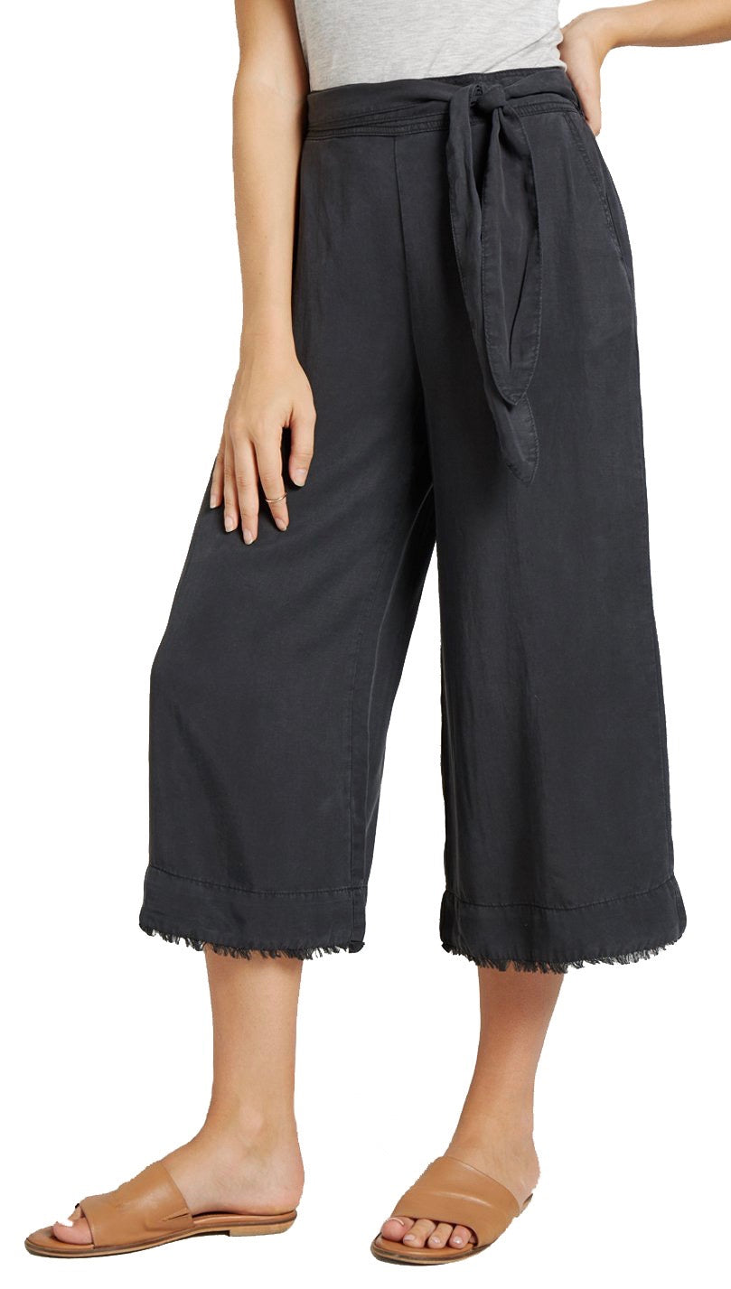 Bella Dahl Belted High Waist Frayed Crop Pant Night Shade I ShopAA