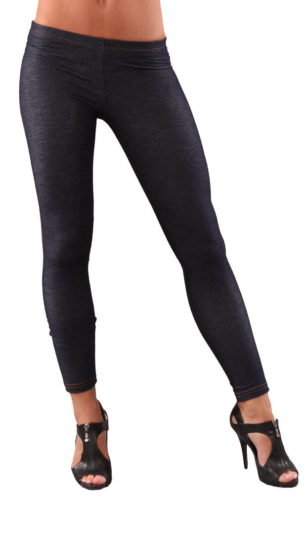 Cheryl Denim Leggings Jegging Blue Gold Contrast Stitching