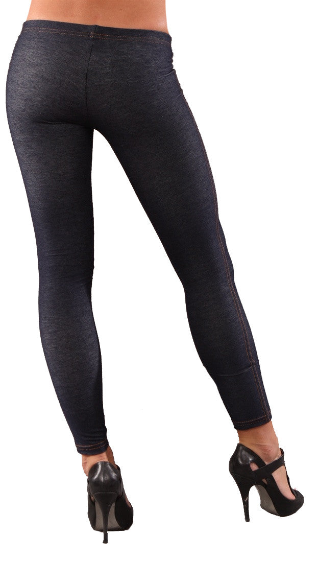 Cheryl Denim Leggings Jegging Blue Gold Contrast Stitching