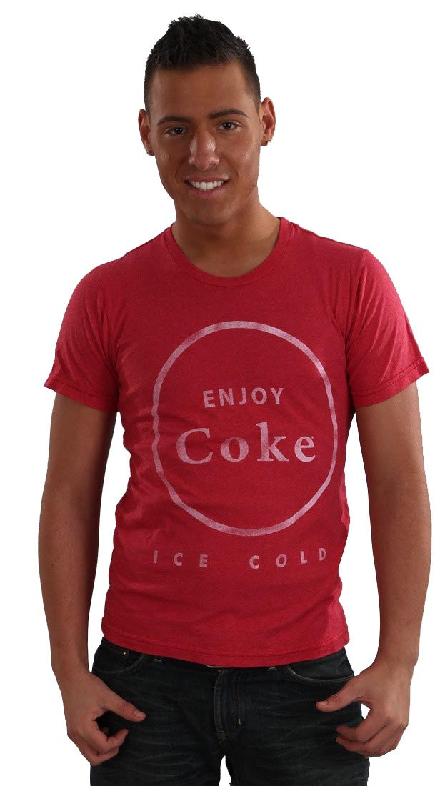 Chaser LA Mens Enjoy Coke Ice Cold Crew Neck Tee Shirt in Red
