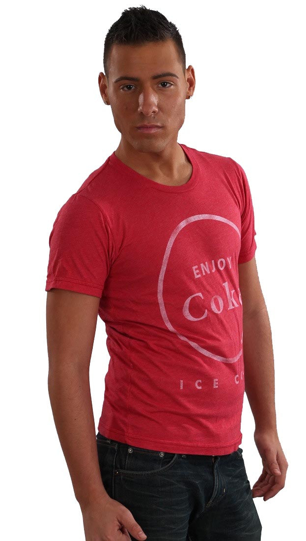 Chaser LA Mens Enjoy Coke Ice Cold Crew Neck Tee Shirt in Red