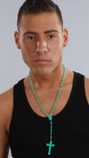 Plastic Rosary Bead Necklace in Green