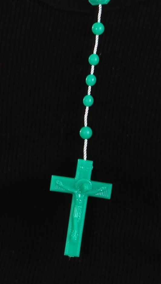 Plastic Rosary Bead Necklace in Green