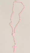 Plastic Rosary Bead Necklace in Pink
