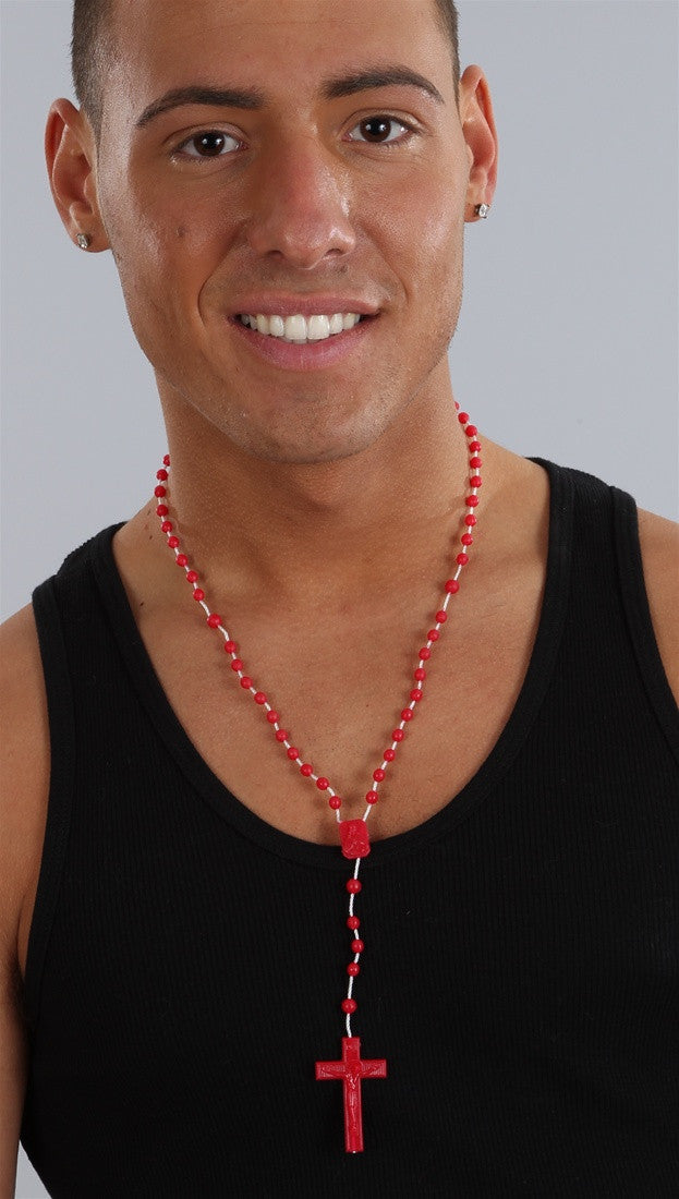 Red plastic 2025 bead necklace