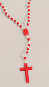 Plastic Rosary Bead Necklace in Red