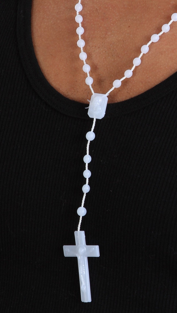 White plastic sales bead necklace