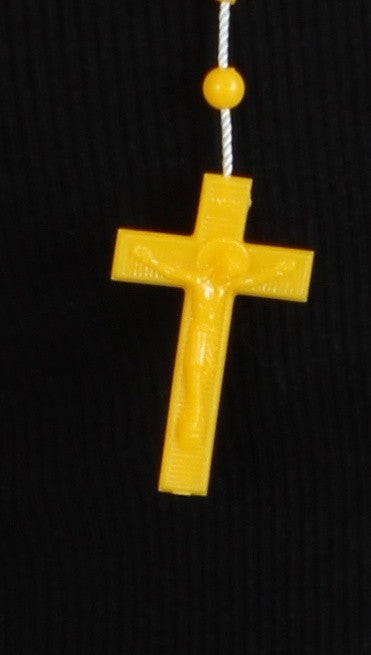 Plastic Rosary Bead Necklace in Yellow
