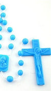 Plastic Rosary Bead Necklace in Blue