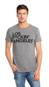 Chaser Los F*ckin Angeles Mens Streaky Grey Tee Shirt Crew I ShopAA