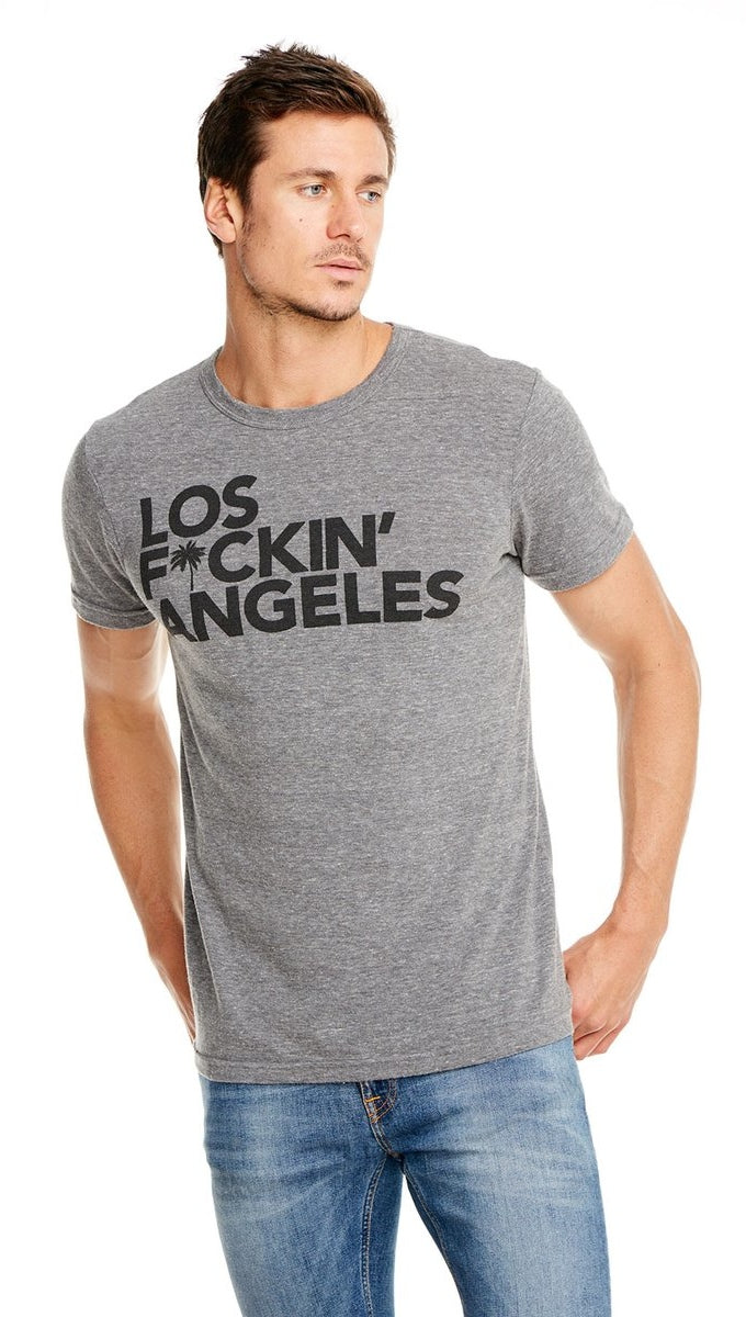 Chaser Los F*ckin Angeles Mens Streaky Grey Tee Shirt Crew I ShopAA