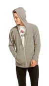 Chaser Mens Vintage Knit Zip Up Hoodie Heather Grey | ShopAA
