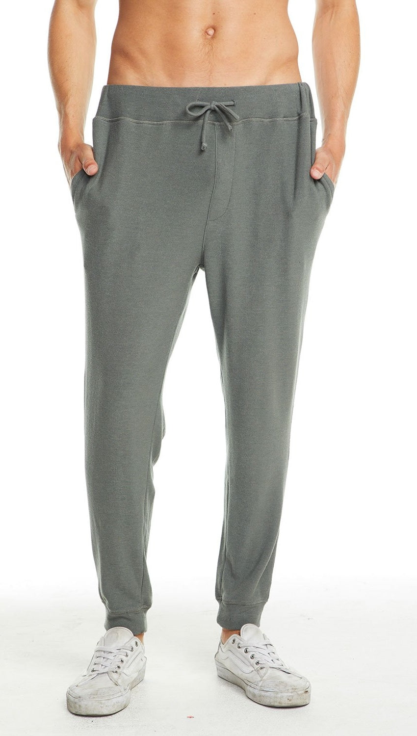 Chaser LA Mens Cozy Knit Drawstring Jogger Pants Safari Green | ShopAA