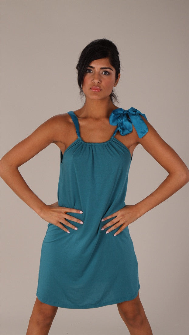 C & C California Bamboo Neck Tie Dress Teal