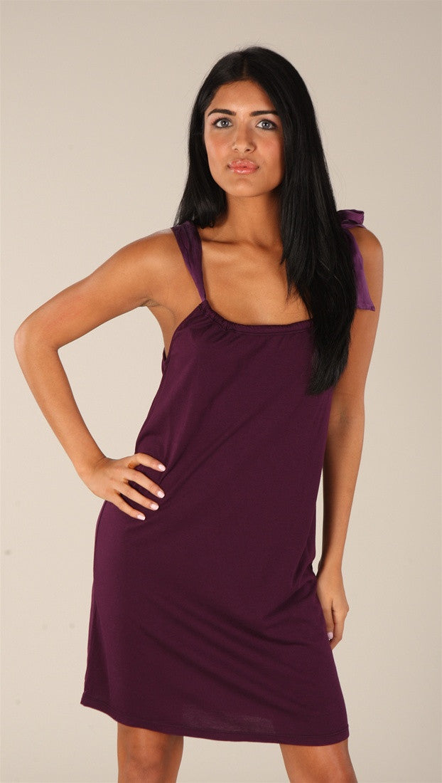 C & C California Bamboo Neck Tie Dress Plum