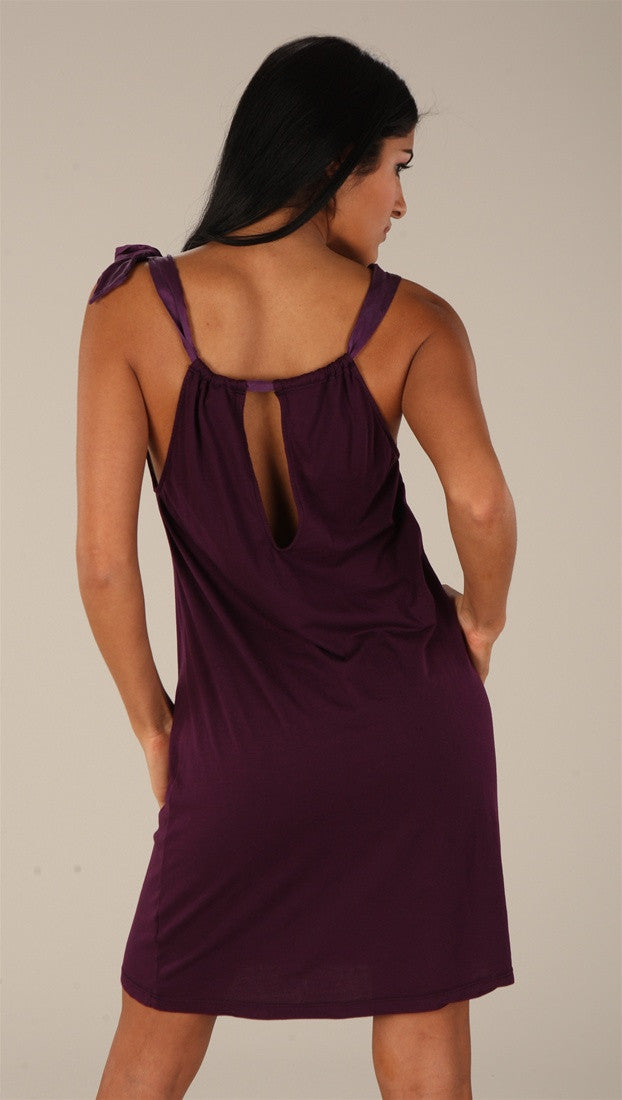 C & C California Bamboo Neck Tie Dress Plum