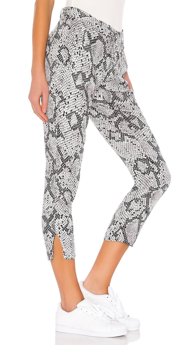 Chaser LA Snake Print Cropped Drawstring Side Slit Panel Pant | ShopAA