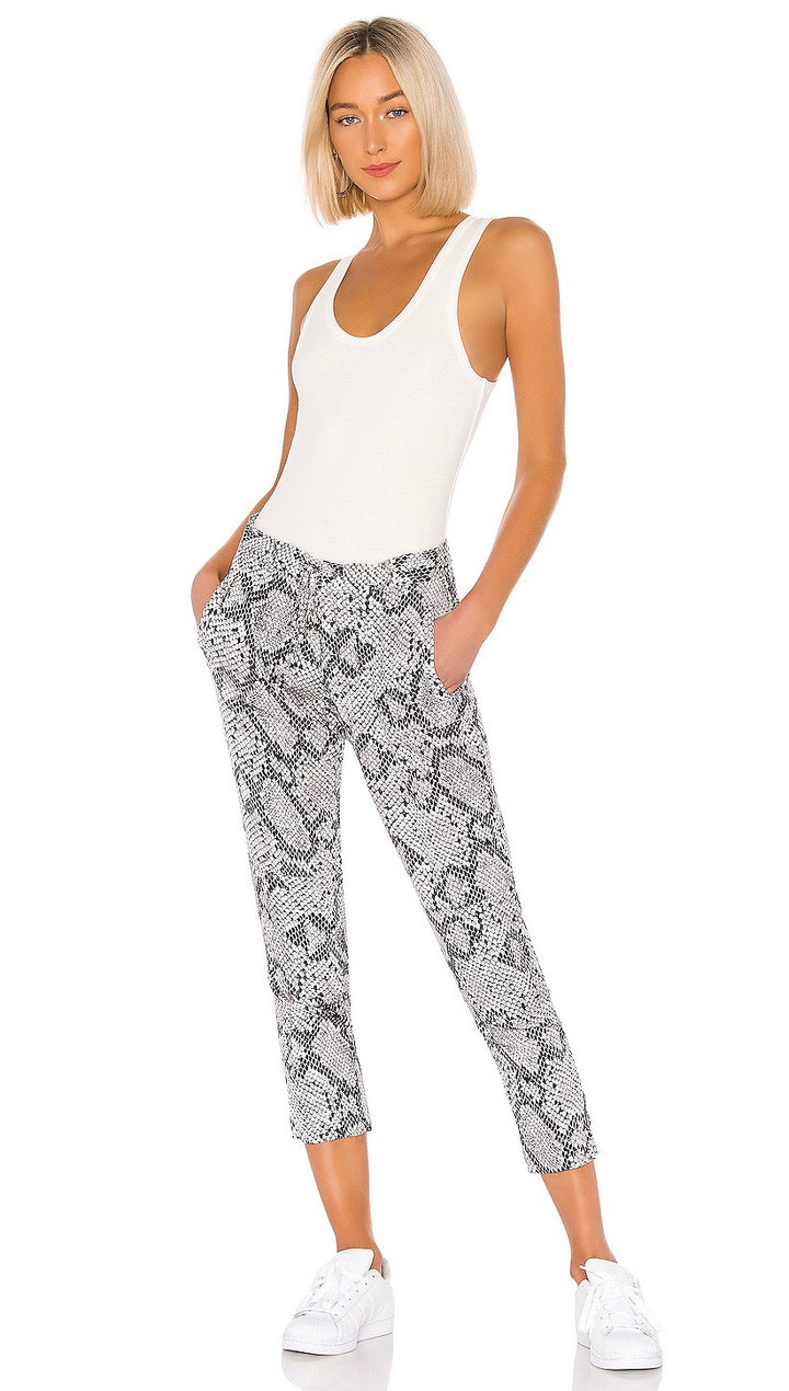 Chaser LA Snake Print Cropped Drawstring Side Slit Panel Pant | ShopAA