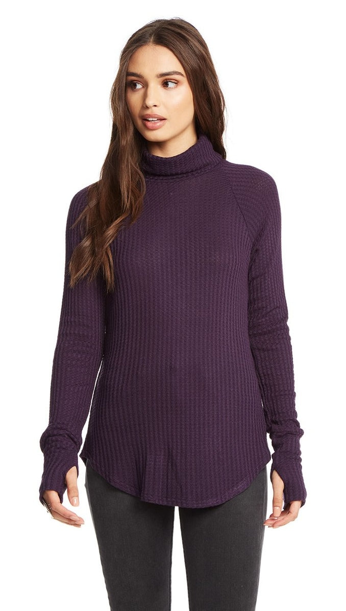 Chaser LA Purple Amethyst Turtleneck Waffle Thumbholes I ShopAA